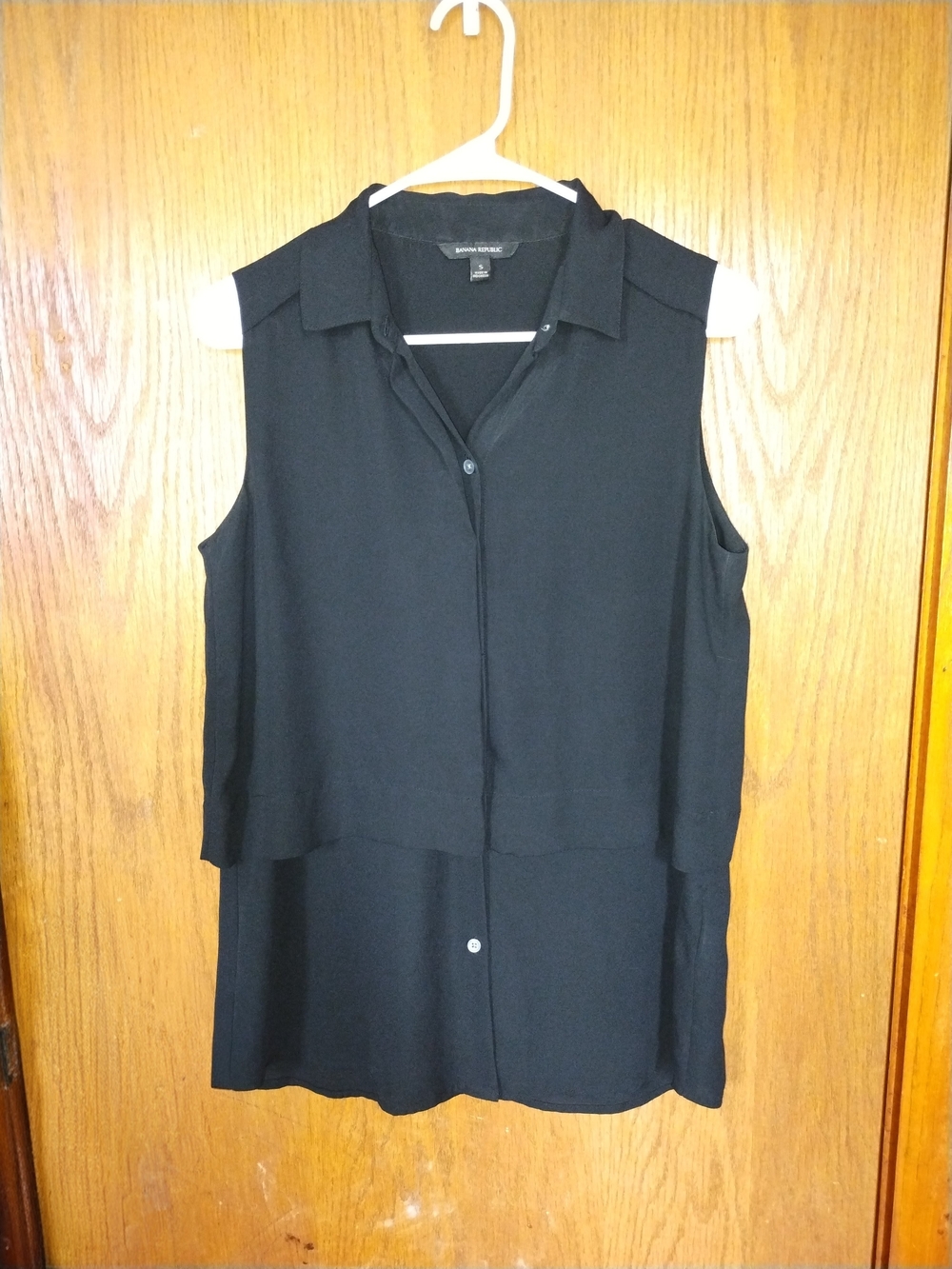 Banana Republic Black Sleeveless Layered Collared Blouse - Picture 1 of 7